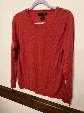 Tahari Orange-Red Crewneck Sweater